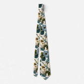 Cravate Roses Vintage Romantiques Blanc Bleu (Dos)