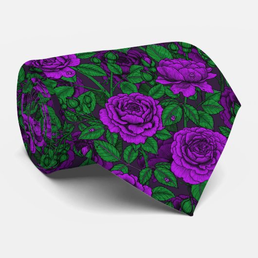 Cravate Roses violets (Roulé)