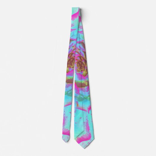 Cravate Rosette Succulente rose et bleu chaud (Dos)