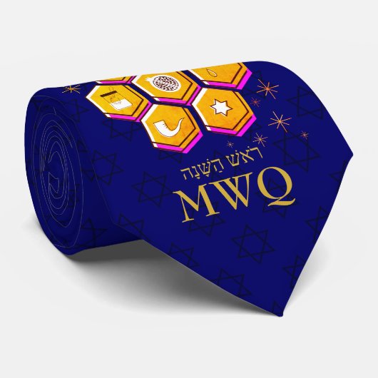 Cravate Rosh Hashanah SHANA TOVA Monogramme élégant (Roulé)
