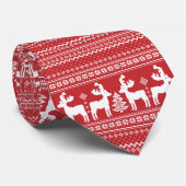 Cravate Rouge aux rennes (Roulé)