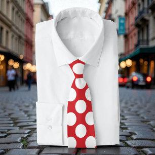 Cravate Rouge avec le pois blanc rétro