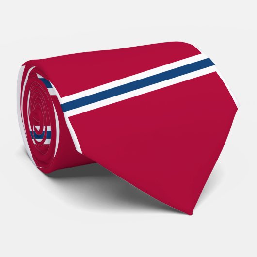 Cravate rouge avec les rayures horizontales bleues (Roulé)