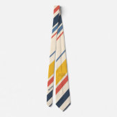 Cravate Rouge beige jaune et Bleu rayures (Dos)
