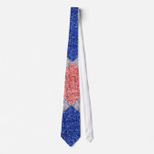 Cravate Rouge Blanc Bleu Séquin Effet Necktie Patriotique (Devant)