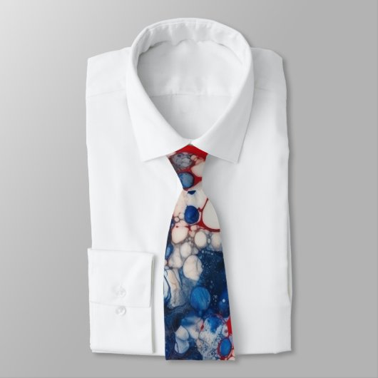 Cravate Rouge blanc et bleu encre d'alcool États-Unis Drap (Attaché)