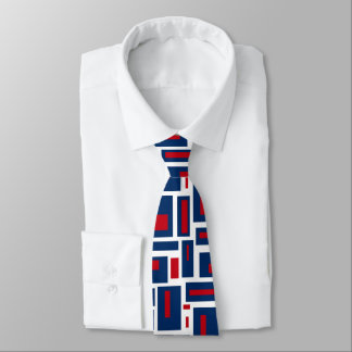 Cravate Rouge, blanc et bleu moderne géométrique