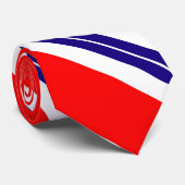 Cravate Rouge blanc et bleu rayé (Roulé)