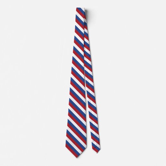 Cravate Rouge blanc et bleu rayé (Devant)