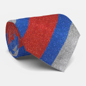 Cravate Rouge Blanc Et Bleu Rayures Pailleté Professionnel (Roulé)