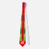Cravate Rouge Blanc et Vert avec texte C'est Noel sur (Devant)