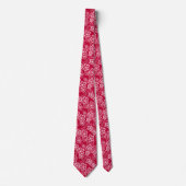 Cravate rouge blanc floral rustique mode motif rétro (Devant)