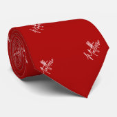 Cravate Rouge blanc nom motif script moderne (Roulé)