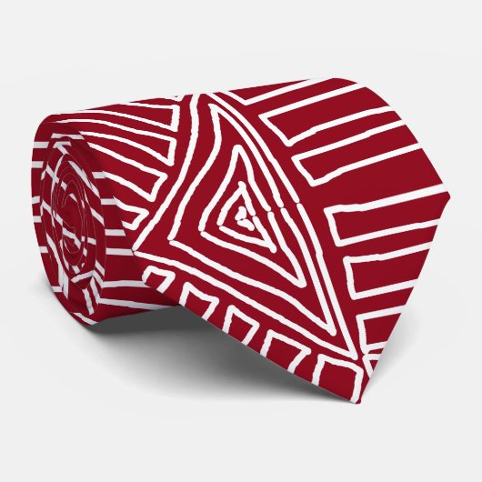 Cravate rouge blanc Tissu de boue tribale Motif africain (Roulé)