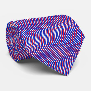 Cravate Rouge Bleu Abstrait Trippy Wavy Psychedelic