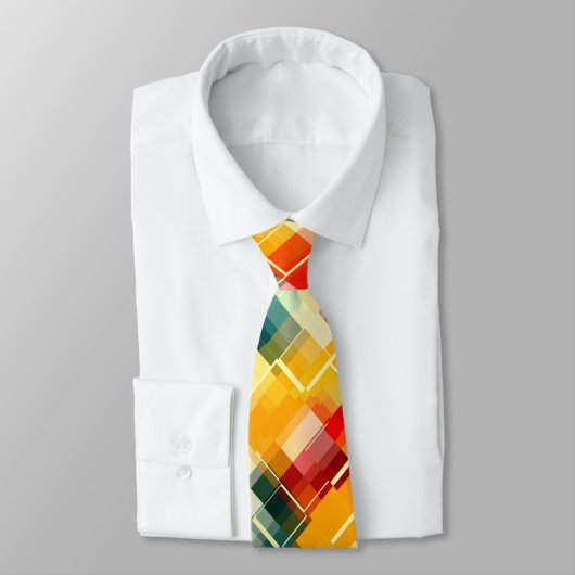 Cravate Rouge Bleu Jaune Orange Vert Motif unique (Attaché)