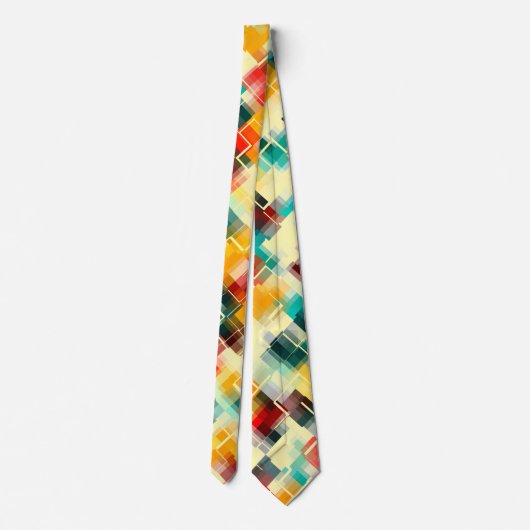 Cravate Rouge Bleu Jaune Orange Vert Motif unique (Dos)