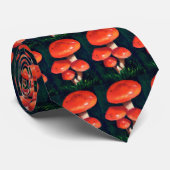 CRAVATE ROUGE DE CHAMPIGNONS (ART EN PASTEL) (Roulé)