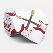 Cravate rouge de la guitare des hommes (Roulé)