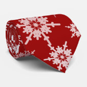 Cravate rouge de Noël de flocons de neige (Roulé)