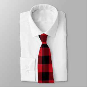 Cravate rouge de plaid de Buffalo noir