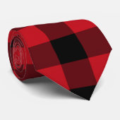 Cravate rouge de plaid de Buffalo noir (Roulé)