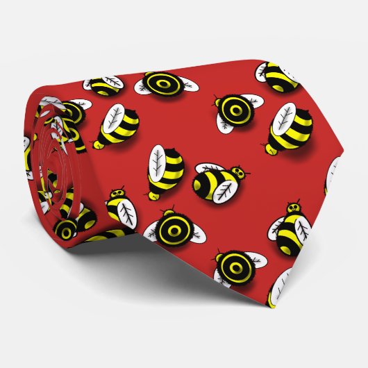 Cravate ROUGE de RONFLEMENT de MOTIF d'ABEILLES par (Roulé)