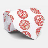 Cravate rouge double bonheur moderne mariage chinois moder (Roulé)