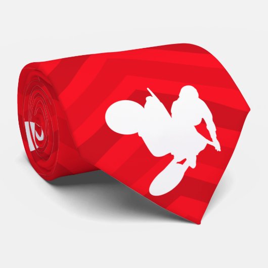 Cravate Rouge écarlate, Blanc, Chevron, Motocross, Vélo ir (Roulé)