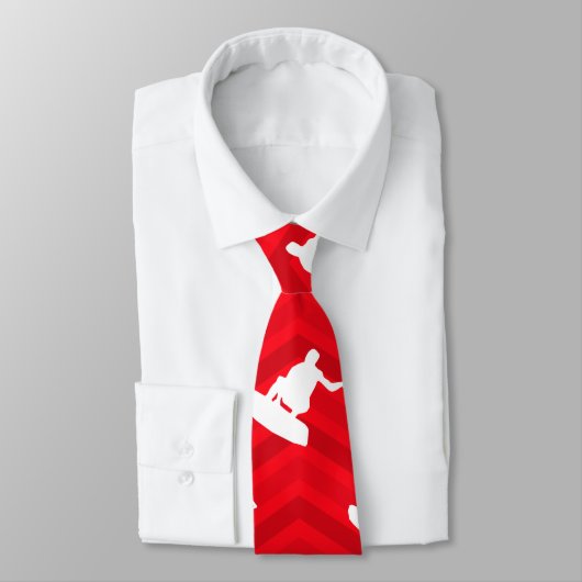 Cravate Rouge écarlate, Blanc, Chevron, Wakeboard (Attaché)