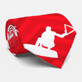 Cravate Rouge écarlate, Blanc, Chevron, Wakeboard (Roulé)