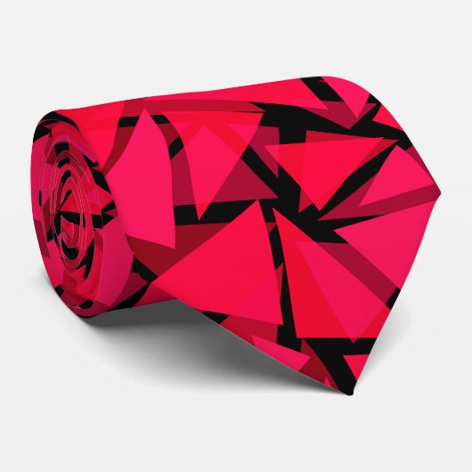 Cravate rouge écarlate motif, géométrique, abstrait th (Roulé)