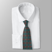 Cravate Rouge Et Blanc Minimal Plaid Sur Vert Foncé (Attaché)