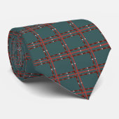 Cravate Rouge Et Blanc Minimal Plaid Sur Vert Foncé (Roulé)