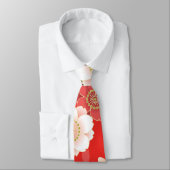 Cravate Rouge et blanc Sakura Japonais Kimono (Attaché)