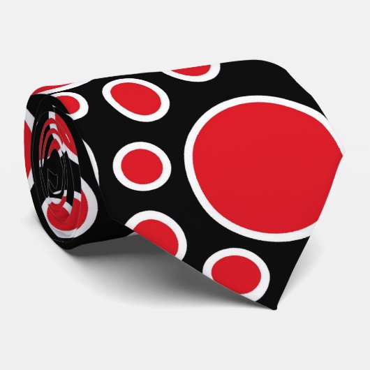 Cravate rouge et blanche de pois (Roulé)