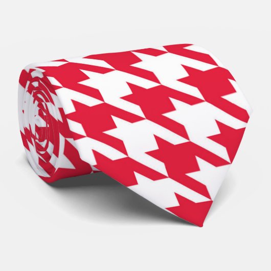 Cravate rouge et blanche Houndstooth (Roulé)