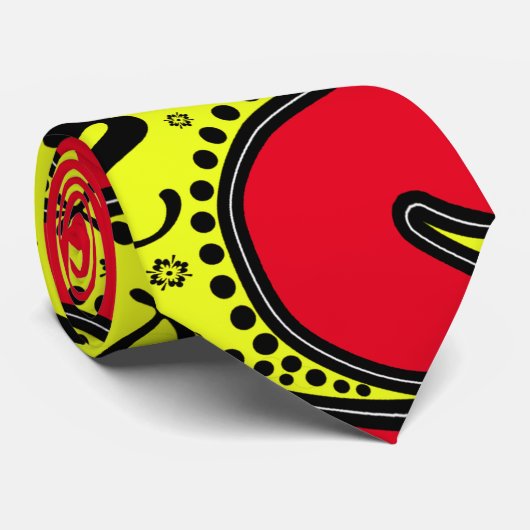 Cravate Rouge Et Jaune Rétro (Roulé)