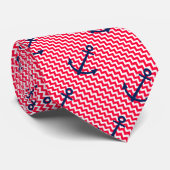 Cravate Rouge et motif nautique de Chevron d'Ancre de (Roulé)