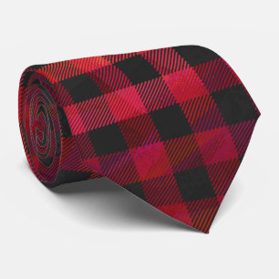 Cravate Rouge et noir À damiers plaid