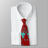 Cravate rouge et turquoise aqua audacieux damask complexe (Attaché)