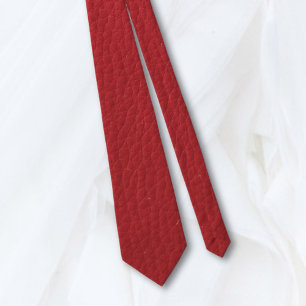 Cravate Rouge Faux Cuir texturé ・ double face