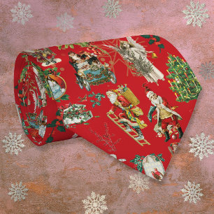 Cravate Rouge festif Noël vintage rétro amusant