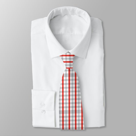 Cravate Rouge gris blanc Plaid Classique Hommes (Attaché)