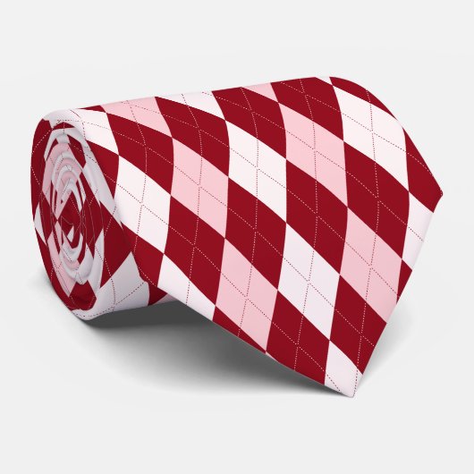 Cravate Rouge Jacquard Crimson rose Petit Diamant Forme (Roulé)