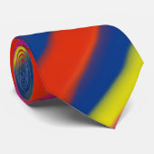 Cravate Rouge Jaune Bleu Rayures Abstraites (Roulé)
