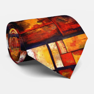 Cravate Rouge jaune brun Art moderne Abstrait