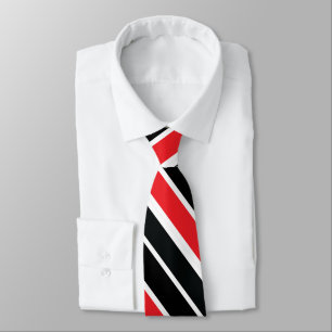 Cravate Rouge noir et blanc double rayé