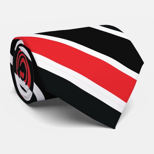 Cravate Rouge noir et blanc double rayé (Roulé)