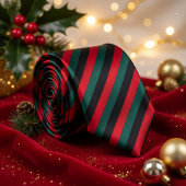 Cravate Rouge Noir Vert Classique Rayé